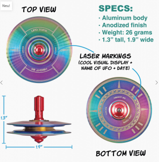 UFO6PSY - Metall-Kreisel 611 Psychedelischer Edelstahl