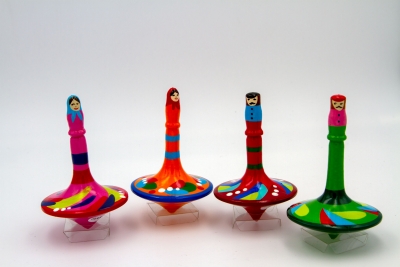 FA0054 - hand painted wooden spinning tops