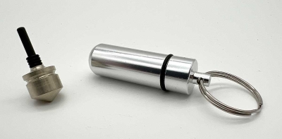 B929_2 - Schlüsselanhänger (silber) mit Mini-Kreisel