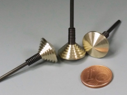 B792 - Nickel silver mini spinning top with carbon handle 2