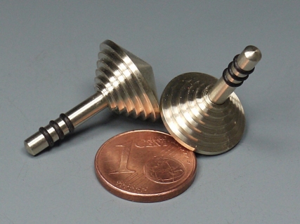 B791 - Nickel silver mini spinning top with carbon handle 1