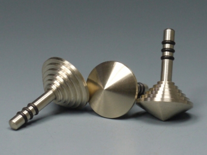 B791 - Nickel silver mini spinning top with carbon handle 1