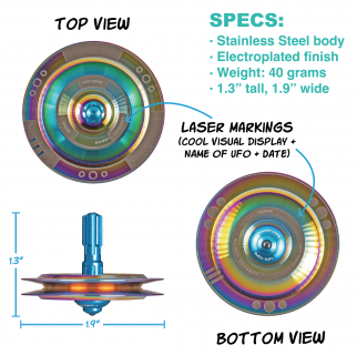 UFO1268 - Metal spinning top Lubbock Psychedelic Steel