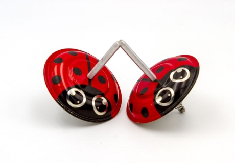 DB320_1 - Bouncy spinning top / spring spinning top ladybug